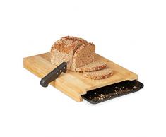 Relaxdays Planche Ã dÃ©couper bambou, bac rÃ©cupÃ©rateur, tiroir plastique, cuisine moderne, 3,5 x 38 x 26 cm, nature