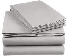 AmazonBasics Parure de lit Everyday : Housse de Couette en coton, Gris clair 200 x 200 cm & 2 Taies 65 x 65 cm