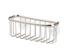 iDesign porte Ã©ponge, petit accessoire cuisine en mÃ©tal pour Ã©ponge, grattoir, savon ou lavettes, support Ã©ponge Ã ventouses, argentÃ© mat