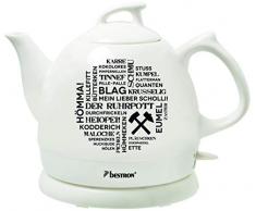 Bestron Bouilloire électrique rétro, 0,8 L, Env. 1800 W, Céramique, Imprimé : Der Ruhrpott