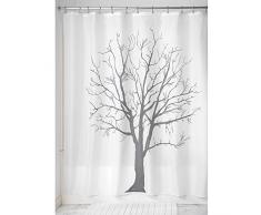InterDesign Tree rideau douche, rideau baignoire design 183,0 cm x 183,0 cm en polyester, rideau de bain avec motif dâarbres, bleu/gris