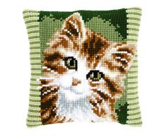Kit coussin au point de croix Chat brun