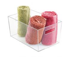 iDesign Clarity boite de rangement, grand rangement salle de bain en plastique avec poignées pour cosmétiques ou maquillage, transparent