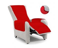 ELEGANT PO-REC-Rosso/Grigio Chiaro Housse de Fauteuil inclinable matelassé, Rouge/Gris Clair, Microfibre, Standard