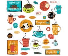 Thedecofactory RMK1740SCS THÃÃME CAFÃÃ Vintage ROOMMATES REPOSITIONNABLES (32 Stickers), Vinyle, Multicolore, 104 x 26 x 2,5 cm