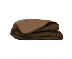 Couette bicolore Polyester Chocolat/Moka 200 x 200 cm - POYET MOTTE - Gamme CALGARY