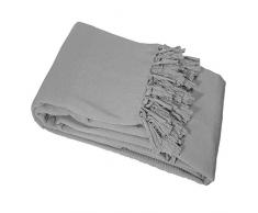 douceur dintérieur jete de canape a franges 180x220cm coton lana gris