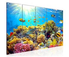 Tableau decoration murale Coraux sousmarins 200 x 80 cm - XXL Impression sur Toile Salon Appartment 5 Parties - prÃªt Ã accrocher - 608755a