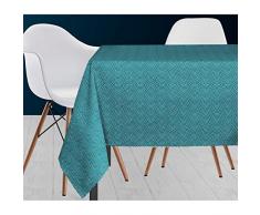 Soleil docre Paon Nappe, Polyester, Bleu, 180 x 180 cm