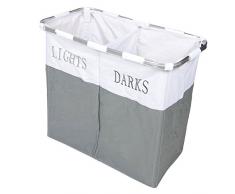 COUNTRY CLUB lumiÃ¨res et foncÃ© Pliante Laudry Panier Panier Ã Linge Ã Laver Chiffons de Stockage, mÃ©tal, Gris/Blanc