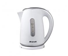 Brandt BO1705S - Bouilloire Ãlectrique - 1,7L - 2200W - Socle Rotatif à 360° avec Range Rordon - Filtre Anti-Calcaire - Indicateur Niveau dEau - Blanche et Argent