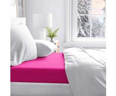 PETTI Artigiani Italiani - Drap-Housse avec Coins, Drap-Housse Percale, Lit 90x200 (80-90x190/200 + 25 cm), Fuchsia, 100% Made in Italy