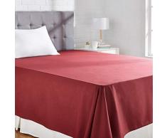 AmazonBasics 200- fils au pouce carrÃ© - Poly Coton, Drap plane, 275 x 275 + 10 cm - Bordeaux