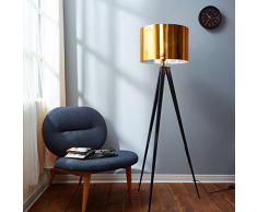 Lampadaire Romanza TrÃ©pied Lampe De Sol Sur Pied Abat-jour DorÃ© VN-L00004-EU