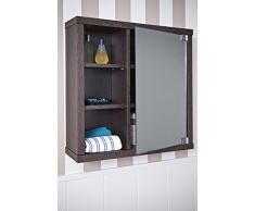 Intradisa 8910 - Armoire de Salle de Bain avec 1 Porte à Miroir latéral wengué