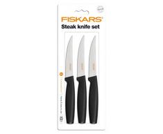Fiskars Set de 3 couteaux Ã steak, Acier de qualitÃ©/Plastique, Noir, Functional Form, 1014280