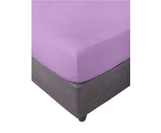 Miracle Home Drap housse Ã©lastique doux et confortable en coton 50 % polyester Mauve 105 x 200 cm