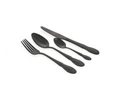 Villa dEste Home Tivoli 2422946Â Wonderland Set Couverts 24Â piÃ¨ces, noir satinÃ©, acier
