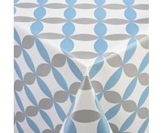 Venilia Blue Nappe Luna Bleu Linge de Table Toile cirÃ©e Maintenance rÃ©duite hydrophobes, Polyester, PVC, ovales, 140Â x 200Â cm, 55026, 140 x 200 cm