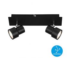 Briloner Leuchten 2861-025 LED, plafonnier 2-Flamme, projecteur Rotatif et pivotant, 2X GU10, 5 Watt, 460 Lumen, 3.000 Kelvin, Noir, MÃ©tal
