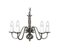 Oaks Lighting Lustre de Style flamand à 5 ampoules en finition argent Antique