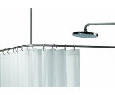Spirella Slim Tringle dangle pour rideau de douche Acier inoxydable poli Longueur 90 x 90 cm / Diamètre 12,7 mm