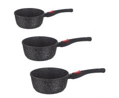 Kamberg - 0008038 - Set 3 Casseroles 16 / 18 / 20 cm - Manche Amovible - Fonte dAluminium - RevÃªtement type pierre - Tous feux dont induction - Sans PFOA