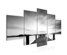 Tableau decoration murale Pont sur le lac 200 x 100 cm - XXL Impression sur Toile Salon Appartment 5 Parties - prêt à accrocher - 606951c