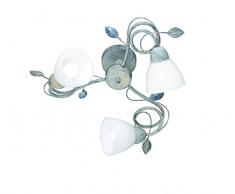 TRIO, Plafonnier, Traditio 3xE14, max.40,0 W Verre, Blanc, Corps: metal, gris ancien Ã:61,0cm, H:26,0cm IP20