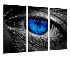 Tableau Moderne Photographique, Impression sur bois, Oeil humain, Iris bleu, 97 x 62 cm, ref. 26484