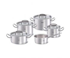 Fissler Batterie de cuisine 5 pièces, 4 faitouts avec couvercle, 1 casserole, Tous feux dont induction, Inox 18/10, Original-Profi Collection