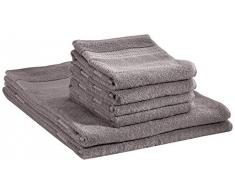 AmazonBasics Performance Serviettes de toilette - 2 serviettes de bain et 4 essuie-mains, Gris acier