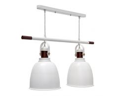 Relaxdays Lampe Ã suspension deux ampoules abat-jour Dimensions H x L x P 116 x 81 x 24 cm Luminaire hauteur rÃ©glable mÃ©tal et bois dÃ©coration intÃ©rieure blanc