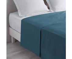 douceur dintérieur drap plat 2 personnes 240x300 cm lina bleu nuit