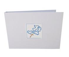 White Cotton Cards Tiny Album Photo Valeur Croix Bleu, Blanc