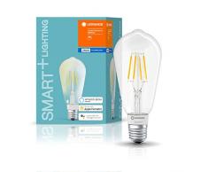 LEDVANCE Smart+ Ampoule LED Ã Filament ConnectÃ©e | Culot E27 | Forme Edison | Dimmable | Blanc Chaud 2700K | 5,5W (Ã©quivalent 50W) | Compatible Bluetooth - Pilotable avec Siri via Apple HomeKit