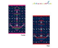 SECANETA 13924 Serviette de Plage 100% Coton Jacquard, Velours imprimÃ© Inde, Rouge, 100 x 170 cm