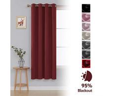 Deconovo Rideau Occultant à Oeillet Intérieur Fenêtre Cuisine Thermique Anti Chaleur Chambre Fille Salon Noël de Porte 1 Pcs, Rouge Vif, 117x183cm