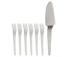 Premier Housewares Curve Ensemble pour gâteau 7 pièces : 6 fourchettes à dessert/1 pelle à tarte Acier inoxydable