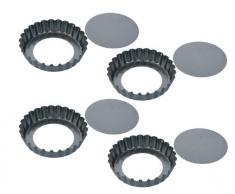 Moule à Tarte avec Bord cannelé et Fond Amovible DELÃCIA ø 10 cm, 4 pcs