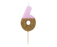 Talking Tables Bougies dorees et Roses a Paillettes 6 an Pour un Gateau | Ideal comme accessoire danniversaire