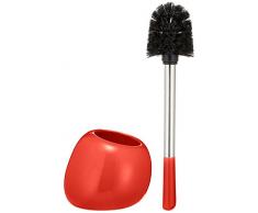 WENKO 19293100 Brosse WC Polaris, Céramique, 15 x 34,5 x 14,5 cm, Rouge