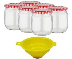 Viva Haushaltswaren Lot de 6 Pots de Confiture (425 ML/Bocaux avec Fermeture à vis, avec Entonnoir de)