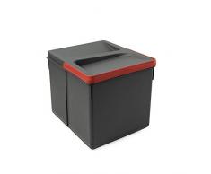 EMUCA 8937023 Poubelles, Compartiments de Recyclage pour Base Ã Couper, bac Hauteur 216mm et capacitÃ© 12 litres, Gris, H 216 mm (1x12L)