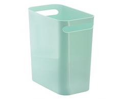 InterDesign Una corbeille à papier, poubelle en plastique avec poignées, conteneur à papier pour bureau, cuisine ou salle de bain, vert menthe