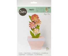 Sizzix Matrice de dÃ©coupe Thinlits Set de 9pcs 664360 Pot de Fleurs 3-D de Georgie Evans, Multicolore, Taille unique