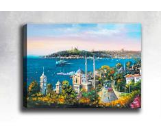 Bonamaison Peinture sur toile, multicolore, 50 x 70 cm - Conçu et fabriqué en Turquie