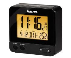 Hama RÃ©veil radio-pilotÃ© RC 540 (fonction de veilleuse commandÃ©e par capteur, fonction de rÃ©pÃ©tition de la veille, affichage de la tempÃ©rature, la date, 6,5 cm) Noir
