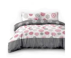 AmeliaHome Snuggy Collection Parure de lit en Flanelle 100% Coton Motif Fleurs, Flanelle Coton, Flakes, 2 * 155x220 + 2 * 80x80