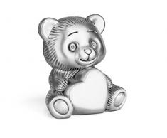 Zilverstad Tirelire Ours avec cÅur, Mat, Alliage de Zinc, argenté, 7.9 x 9,8 x 10.9 cm